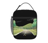 YYHWHJDE Sac à déjeuner isotherme portable et réutilisable pour homme et femme, motif de campagne, colline, route, transport facile