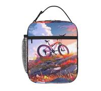 YYHWHJDE Sac à déjeuner isotherme portable et réutilisable pour homme et femme Motif vélo sur la colline