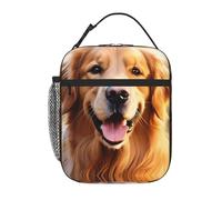 YYHWHJDE Sac à déjeuner isotherme portable, joli motif chien golden retriever, sac à déjeuner réutilisable durable pour homme et femme