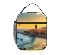 YYHWHJDE Sac à déjeuner isotherme portable, motif coucher de soleil à Barcelone, sac à déjeuner réutilisable, durable, pour homme et femme, facile à transporter