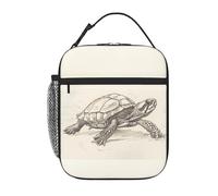 YYHWHJDE Sac à déjeuner isotherme portable, motif esquisse de petite tortue, sac à déjeuner réutilisable, durable, pour homme et femme, facile à transporter