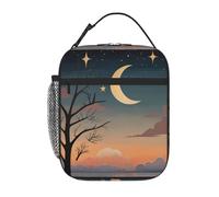YYHWHJDE Sac à déjeuner isotherme portable, motif étoiles et lune, sac à déjeuner réutilisable, durable, pour homme et femme, facile à transporter