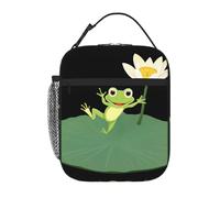 YYHWHJDE Sac à déjeuner isotherme portable, motif grenouille sautant sur feuille de lotus, sac à déjeuner réutilisable durable pour homme et femme