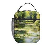 YYHWHJDE Sac à déjeuner isotherme portable, motif nénuphars dans l'étang, sac à déjeuner réutilisable, durable, pour homme et femme, facile à transporter