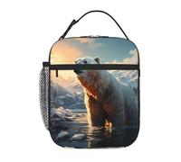 YYHWHJDE Sac à déjeuner isotherme portable, motif ours polaire en hiver, sac à déjeuner réutilisable, durable, pour homme et femme, facile à transporter