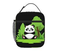 YYHWHJDE Sac à déjeuner isotherme portable motif panda dans un manoir vert, sac à déjeuner réutilisable durable pour homme et femme