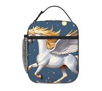 YYHWHJDE Sac à déjeuner isotherme portable, motif pégase doré, réutilisable, durable, pour homme et femme, facile à transporter