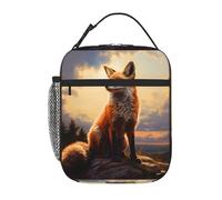 YYHWHJDE Sac à déjeuner isotherme portable, motif renard des neiges sur la colline, sac à déjeuner réutilisable, durable, pour homme et femme, facile à transporter
