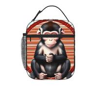 YYHWHJDE Sac à déjeuner isotherme portable - Motif singe silencieux - Réutilisable - Durable - Pour homme et femme - Facile à transporter