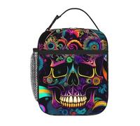 YYHWHJDE Sac à déjeuner isotherme portable, motif squelette psychique, réutilisable, durable, pour homme et femme, facile à transporter