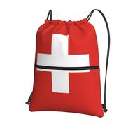 YYHWHJDE Sac à dos à fermeture éclair avec cordon de serrage imprimé drapeau suisse - Sac de sport léger et résistant à l'eau pour les voyages, le yoga et les aventures quotidiennes