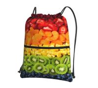 YYHWHJDE Sac à dos avec cordon de serrage imprimé fruits arc-en-ciel - Sac de sport léger et résistant à l'eau avec poche zippée pour les voyages et le sport