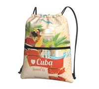 YYHWHJDE Sac à dos avec cordon de serrage imprimé île de Cuba - Housse de sport légère et imperméable pour la gym, les voyages et les essentiels du quotidien