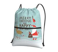 YYHWHJDE Sac à dos avec cordon de serrage imprimé Merry Christmas And Happy New Year - Housse de sport légère et imperméable pour la gym, les voyages et les essentiels du quotidien