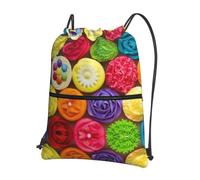 YYHWHJDE Sac à dos coloré avec cordon de serrage et imprimé de gâteaux de fleurs arc-en-ciel - Sac de sport léger et résistant à l'eau avec poche zippée pour les voyages et le sport
