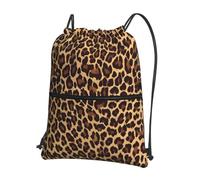 YYHWHJDE Sac à dos cool avec cordon de serrage imprimé léopard guépard - Sac en polyester résistant à l'eau pour salle de sport, voyage et randonnée - Léger, durable et compact