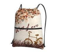 YYHWHJDE Sac à dos de sport imperméable avec cordon de serrage et poche à fermeture éclair pour vélo sous le cœur et l'arbre