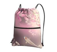 YYHWHJDE Sac à dos de sport léger et imperméable avec poche zippée - Motif carpe rouge - Idéal pour les voyages, le yoga et le sport