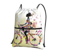 YYHWHJDE Sac à dos de vélo pour fille avec cordon de serrage, léger, imperméable, avec poche zippée, idéal pour les voyages, le yoga et le sport
