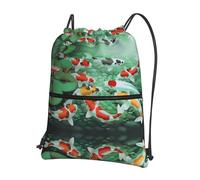 YYHWHJDE Sac à dos HD avec cordon de serrage, imprimé carpe rouge japonaise, léger, imperméable, pour salle de sport, voyage et essentiels du quotidien