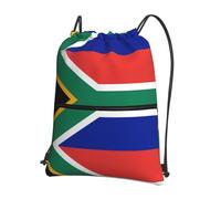 YYHWHJDE Sac à dos imperméable avec cordon de serrage et poche zippée - Motif drapeau de l'Afrique du Sud