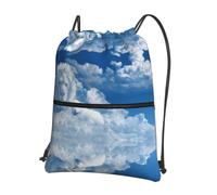 YYHWHJDE Sac à dos imperméable avec cordon de serrage imprimé agneau avec un lion sur les nuages - Housse de sport légère et pliable avec poche zippée pour voyage randonnée
