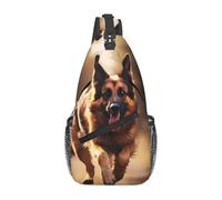 YYHWHJDE Sac de poitrine croisé en diagonale pour homme et femme - Léger et durable avec une grande capacité de stockage Impression chien de berger allemand, Noir , Taille unique