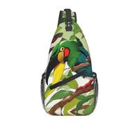 YYHWHJDE Sac de poitrine croisé en diagonale - Sac à bandoulière de qualité, durable et spacieux pour homme et femme - Motif bec toucantropical - Noir - Taille unique, Noir , Taille unique