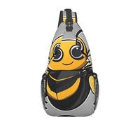 YYHWHJDE Sac de poitrine croisé en diagonale - Sac à bandoulière de qualité, durable et spacieux pour homme et femme - Joli motif d'abeille jaune, noir, taille unique, Noir , Taille unique