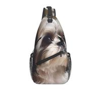 YYHWHJDE Sac de poitrine croisé en diagonale - Sac à bandoulière de qualité, durable et spacieux pour homme et femme - Motif chien Shih Tzu - Noir - Taille unique, Noir , Taille unique