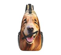YYHWHJDE Sac de poitrine croisé en diagonale - Sac à bandoulière de qualité, durable et spacieux pour homme et femme, joli motif chien Golden Retriever, noir, taille unique, Noir , Taille unique