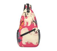 YYHWHJDE Sac de poitrine croisé en diagonale - Sac à bandoulière de qualité, durable et spacieux pour homme et femme, joli imprimé chien maltais, noir, taille unique, Noir , Taille unique