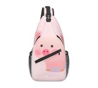 YYHWHJDE Sac de poitrine croisé en diagonale - Sac à bandoulière de qualité, durable et spacieux pour homme et femme, joli motif cochon rose, noir, taille unique, Noir , Taille unique