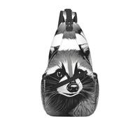 YYHWHJDE Sac de poitrine croisé en diagonale - Sac à bandoulière de qualité, durable et spacieux pour homme et femme - Imprimé raton laveur mignon, noir, taille unique, Noir , Taille unique