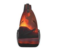 YYHWHJDE Sac de poitrine croisé en diagonale - Sac à bandoulière de qualité, durable et spacieux pour homme et femme, image du volcan Kilauea en éruption, noir, taille unique, Noir , Taille unique