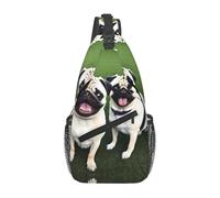 YYHWHJDE Sac de poitrine croisé en diagonale - Sac à bandoulière de qualité, durable et spacieux pour homme et femme - Impression drôle de chien carlin heureux, noir, taille unique, Noir , Taille