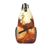 YYHWHJDE Sac de poitrine croisé en diagonale - Sac à bandoulière de qualité, durable et spacieux pour homme et femme, beau motif phénix, noir, taille unique, Noir , Taille unique