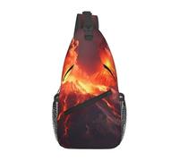 YYHWHJDE Sac de poitrine croisé en diagonale - Sac à bandoulière de qualité, durable et spacieux pour homme et femme - Motif éruptions volcaniques - Noir - Taille unique, Noir , Taille unique