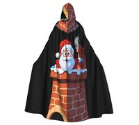 YYHWHJDE Santa Claus In The Chemney Prints Halloween Cape à capuche pour homme et femme Vêtements Manteau Jeu de rôle
