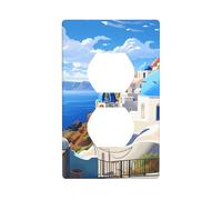 YYHWHJDE Santorini Panneau mural double avec vue sur la mer sur l'île grecque - Résistante aux chocs et durable - 11,4 x 7 cm