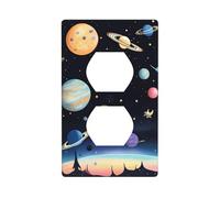 YYHWHJDE Saturne Jupiter Earth Prints Panneau mural double prise électrique Plaque décorative durable 11,4 x 7 cm