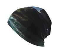 YYHWHJDE Sea Water Between The Rocks Picture Bonnet tricoté pour adulte Style décontracté Bonnet élastique sans bord Unisexe Noir