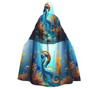 YYHWHJDE Seabed Coral Seahorse Prints Halloween Adulte Cape à capuche Hommes et femmes Vêtements Manteau Jeu de rôle