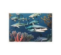 YYHWHJDE Sets de table durables, imperméables, faciles à nettoyer, résistants à la chaleur et antidérapants avec motifs de requins sous la mer