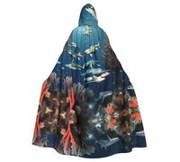 YYHWHJDE Sharks-Under The Sea Picture Cape à capuche pour adulte sans fermeture éclair, confortable pour les fêtes costumées