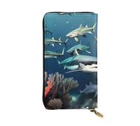 YYHWHJDE Sharks under the sea Prints Portefeuille long en cuir conçu pour les filles et les femmes tendance, élégant et personnalisé 19 x 10,5 cm, noir, taille unique, Noir , Taille unique