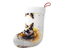 YYHWHJDE Shiba Inu Chasing Flowers Picture Chaussettes décoratives de Noël Couleurs vives pour ajouter à l'atmosphère festive