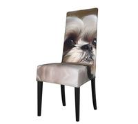 YYHWHJDE Shih Tzu Housse de protection pour chaise de salle à manger Motif chien Doux Confortable Résistant aux plis Élastique S'adapte à la plupart des chaises sans accoudoirs