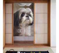 YYHWHJDE Shih Tzu Lot de 2 rideaux en tissu avec imprimé chien 86,4 x 142,2 cm pour suspendre entre les pièces, aux portes