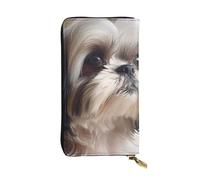 YYHWHJDE Shih Tzu Portefeuille long en cuir de qualité avec impression chien pour filles et femmes tendance 19 x 10,5 cm, Noir , Taille unique